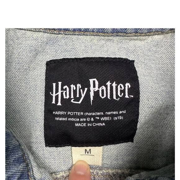 Harry Potter Deathly Hallows Master Of Death Crop Denim Jacket Raw Hem M - Picture 7 of 7